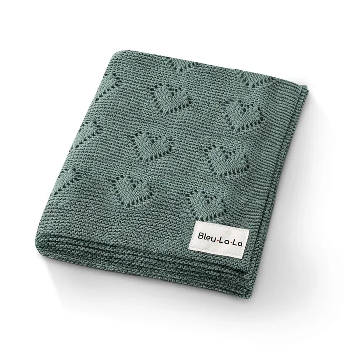 100% Cotton Luxury Knit Heart Swaddle Baby Blanket