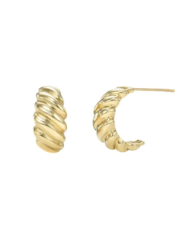 14k Gold Croissant Stud Earrings