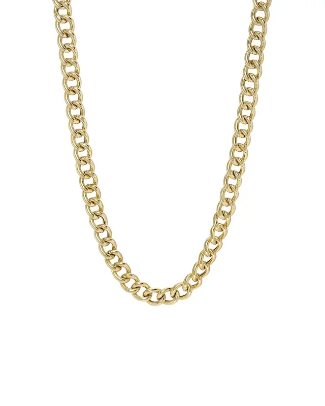 14k Gold Large Curb Link Chain Necklace