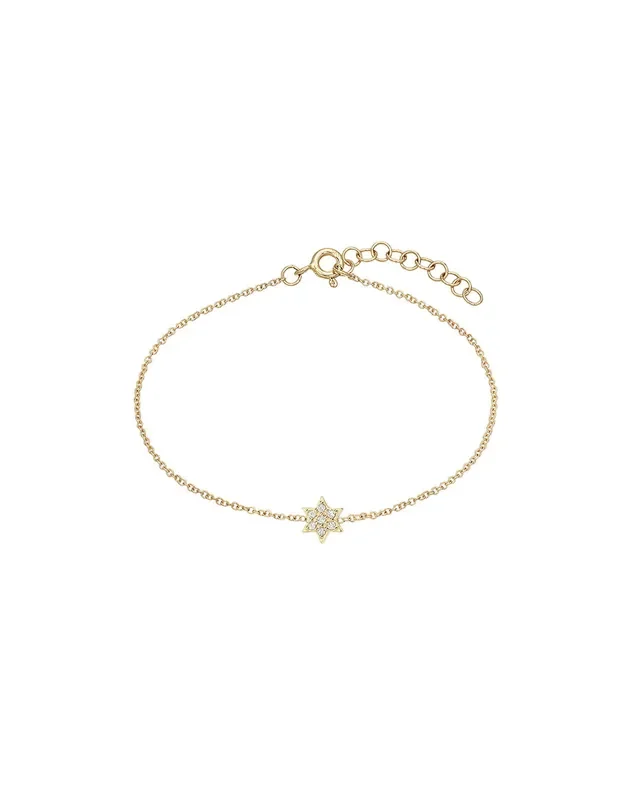 14k Gold Tiny Diamond Star Of David Bracelet