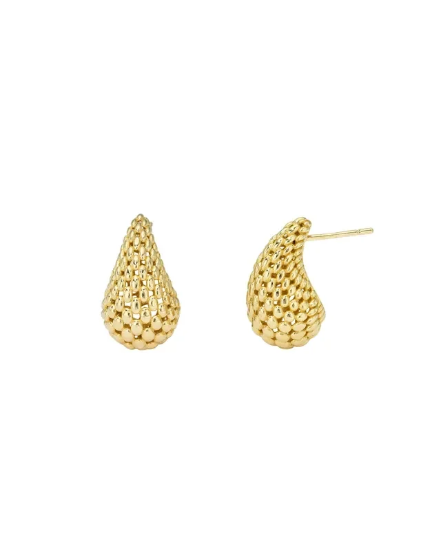 14k Gold Woven Teardrop Stud Earrings