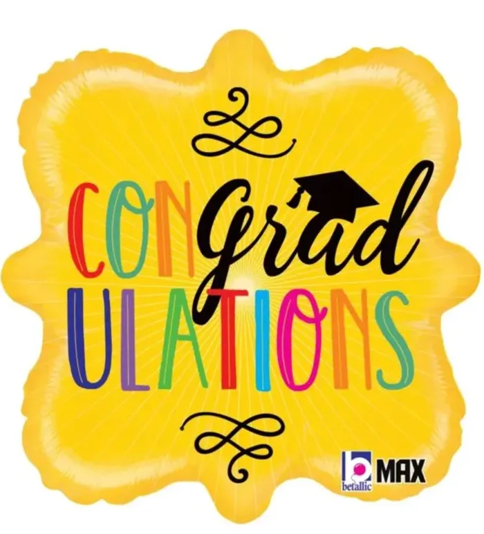 18 ” Colorful Yellow ‘Congratulations’ Mylar Balloon for Graduation Celebration