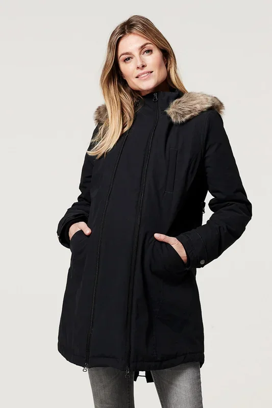 2-in-1 maternity jacket with pregnancy insert, black