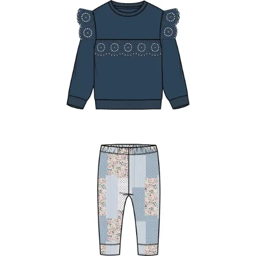 2 PCS SET: L/S TOP AND LEGGING KNIT-BLUE LT.
