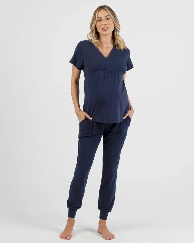 2-Piece Kyra Maternity Loungewear/Sleepwear PJ set – Navy