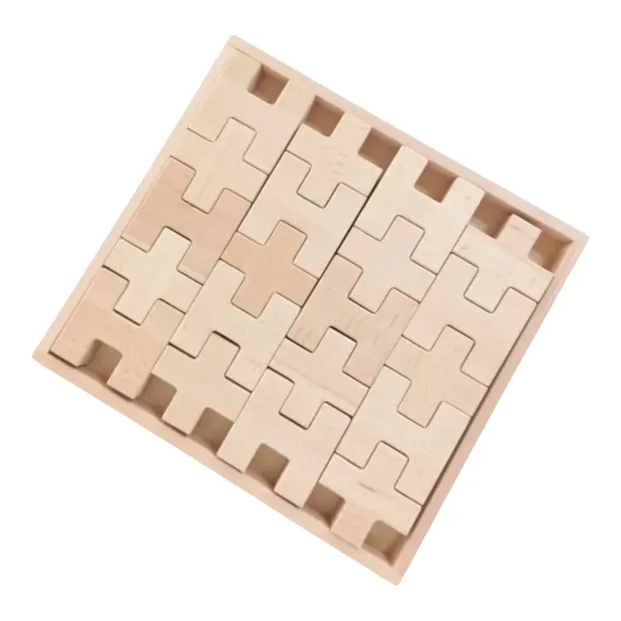 20 Pcs Wooden H And + Shape Blocks Set With Storage Tray