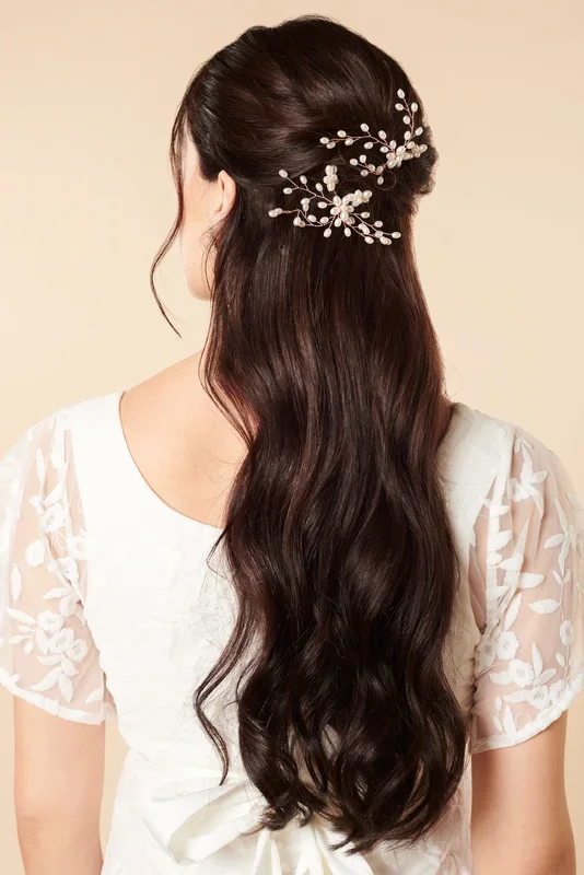2er Set Braut Haarnadeln mit Perlen