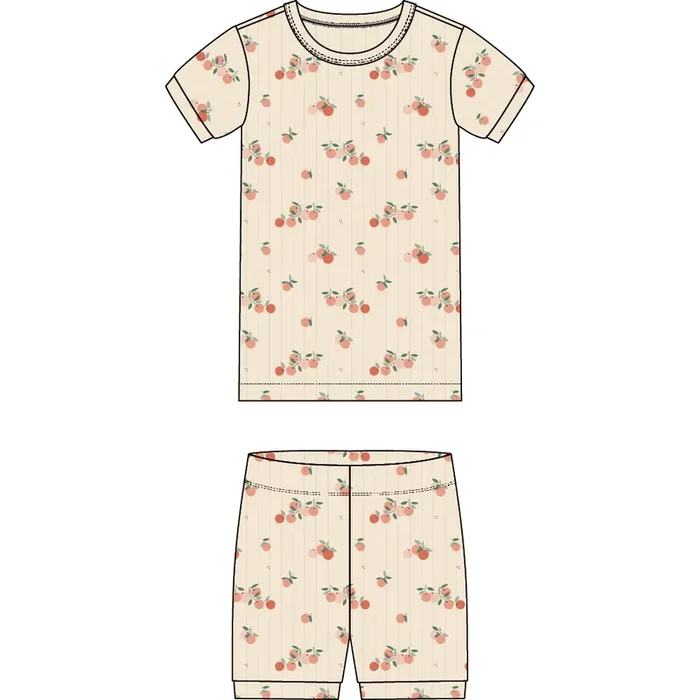 2PC PJ SET: S/S TOP + SHORTS ORANGES
