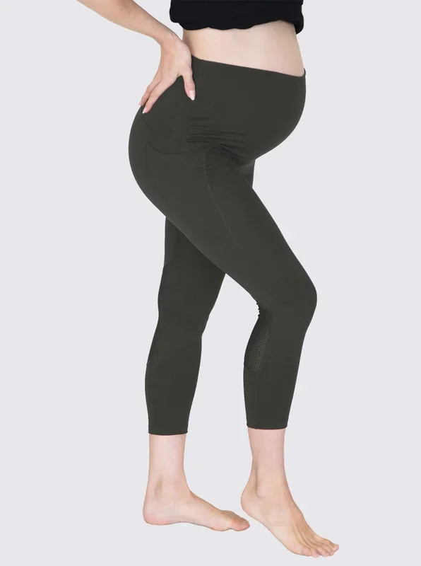 3/4 Length Maternity Workout Legging – Olive Green
