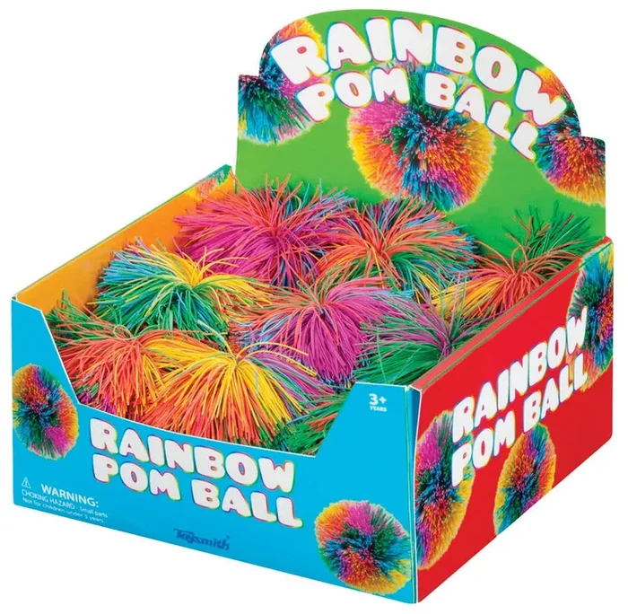 3.5 ” Rainbow Pom Ball, Squishy, Soft, Colorful