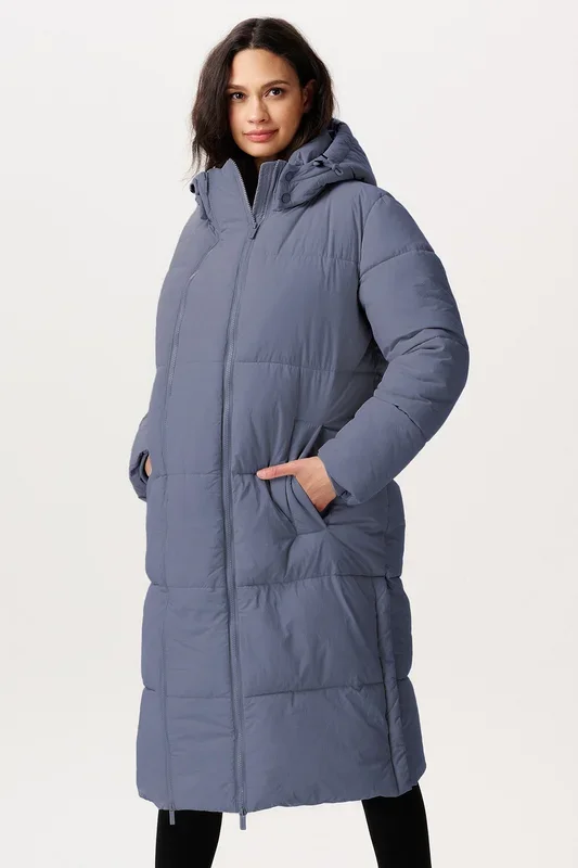 3 in 1 Umstandsmantel und Tragejacke schieferblau