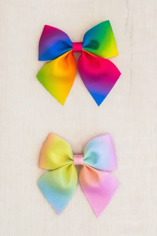 3 Inch Trendy Hair Bow – RAINBOW!