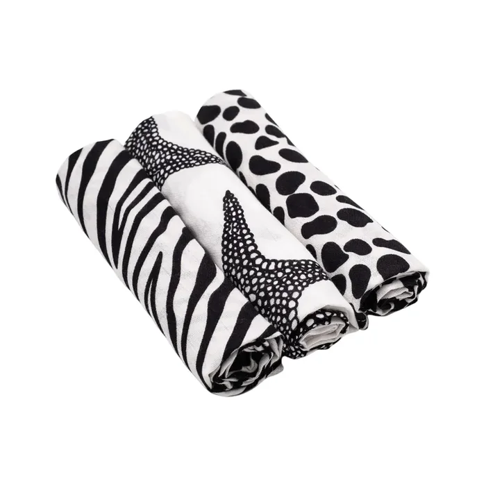 3-pack Animal Print Muslin Squares – For Newborn To 4 Month Old Babies