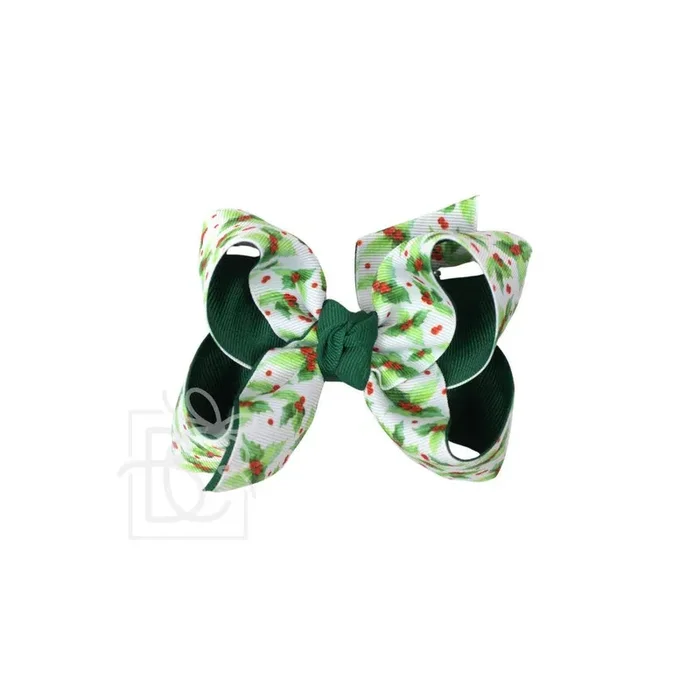 4.5 ” Layered Holly Print Hair Bow