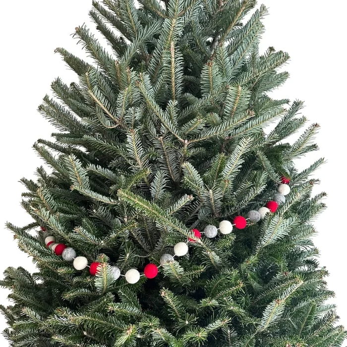 6′ Felt Festive Pompom Ball Garland – Red, Gray, White
