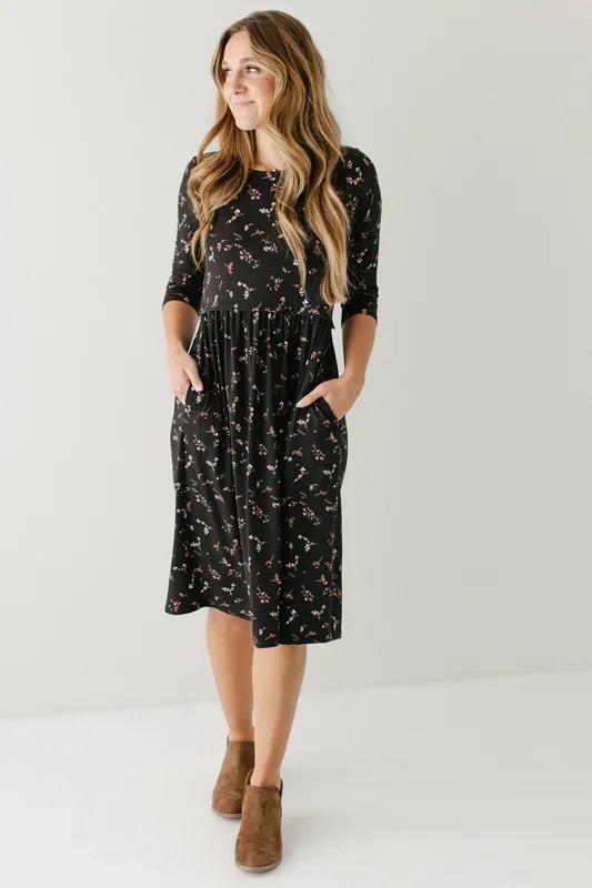 ‘August’ Nursing Friendly Floral Knee Length Dress