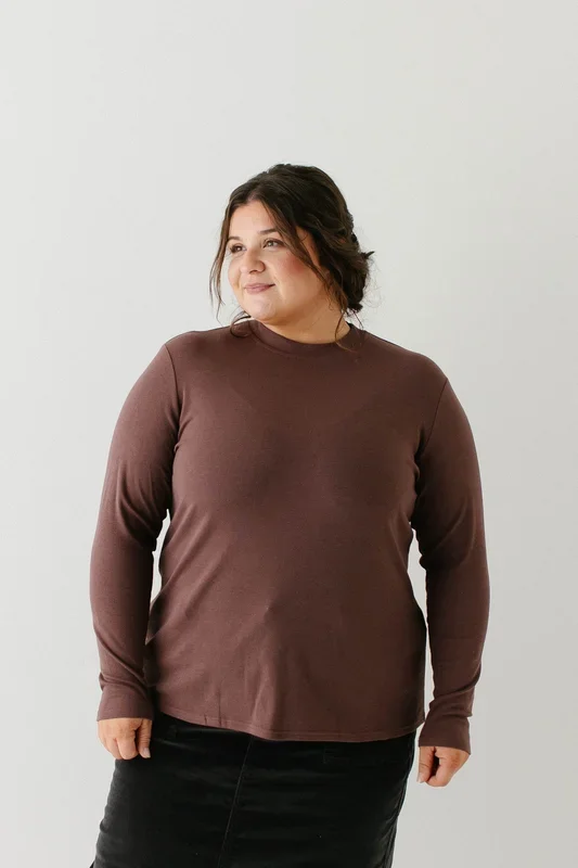 ‘Brianna’ Bamboo Blend Ribbed Mock Neck Top
