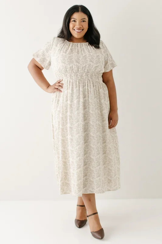 ‘Cynthia’ Botanical Print Cotton Gauze Midi Dress