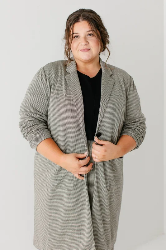 ‘Jennifer’ Houndstooth Stretch Knit Blazer