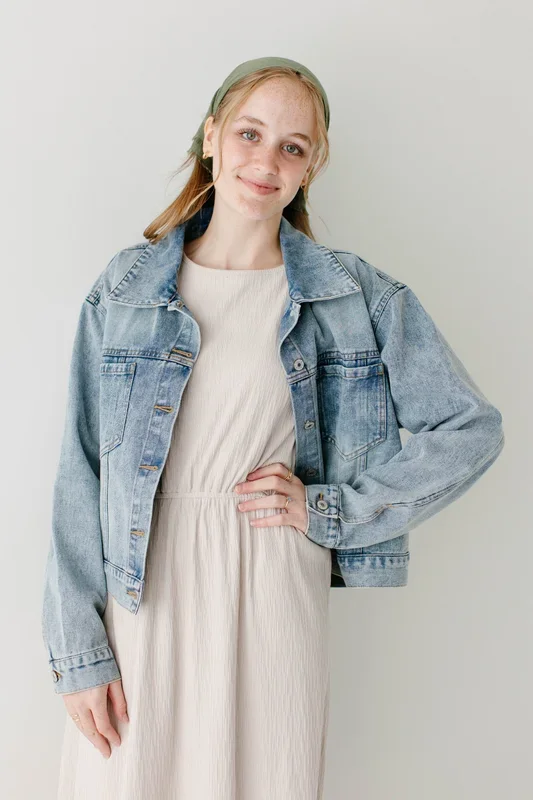 ‘Jethro’ Cropped Distressed Denim Jacket