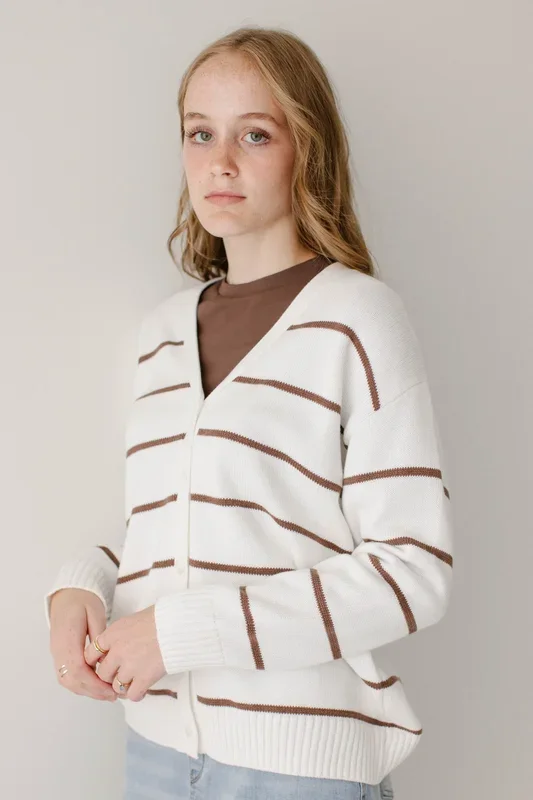 ‘Kayne’ Classic Striped Cotton Cardigan FINAL SALE