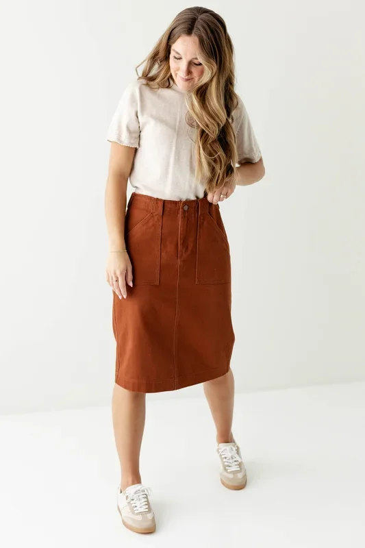 ‘Keisha’ Knee Length Denim Skirt FINAL SALE