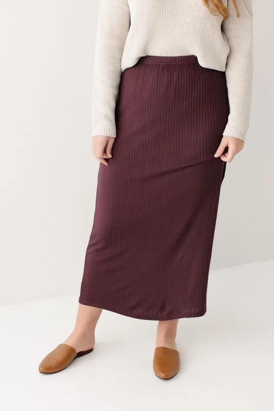‘Marilyn’ Ribbed Knit Midi Skirt