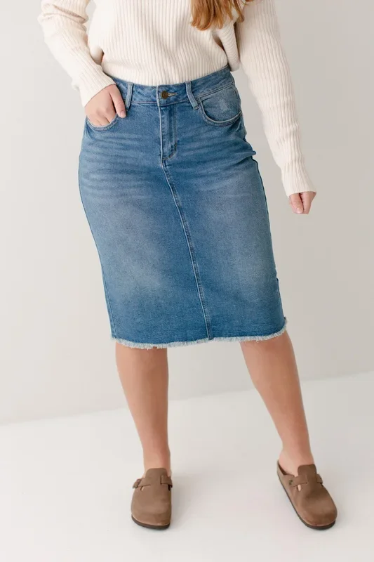 ‘Nala’ Distressed Denim Skirt