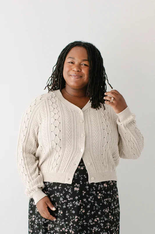 ‘Penelope’ Cable Knit Cotton Cardigan