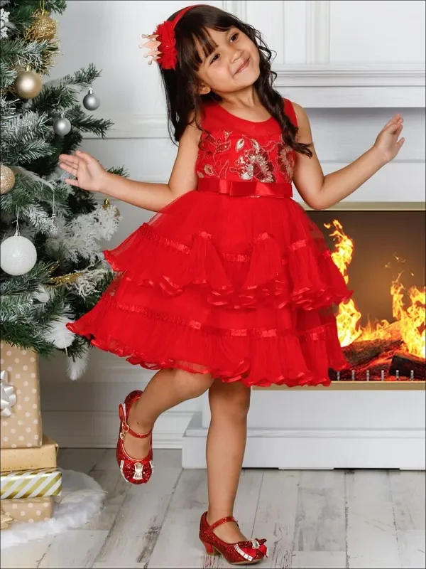 ‘Twas The Night Sparkle Chiffon Tiered Holiday Dress