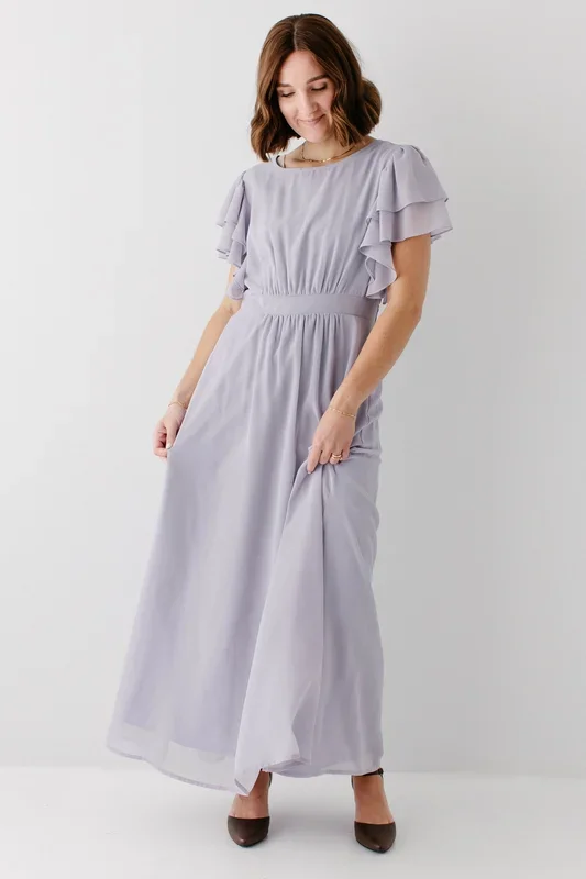 ‘Valencia’ Flutter Sleeve Maxi Dress