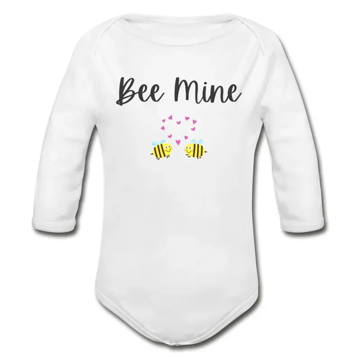 “Bee Mine ” Organic Long Sleeve Onesie | Light Colors