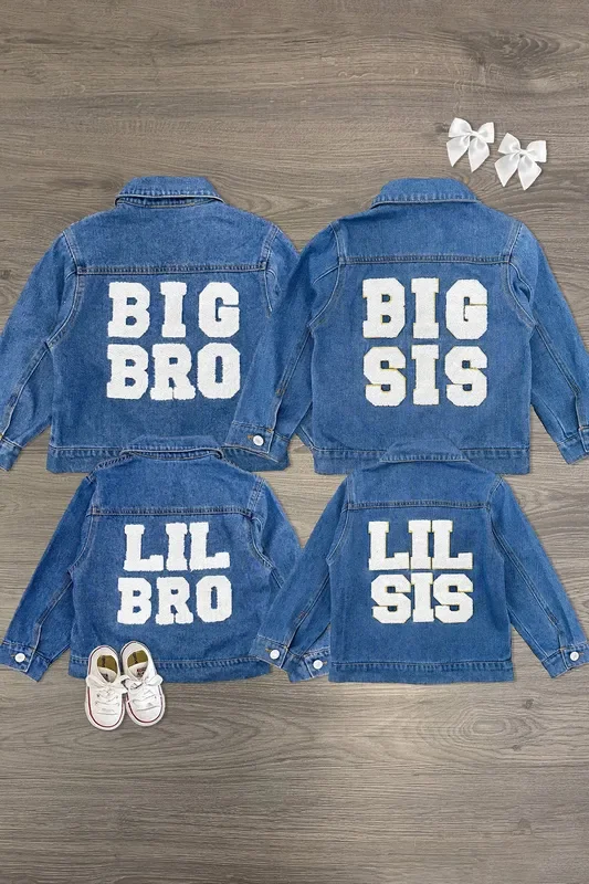 “Big Sis, Lil Sis, Big Bro, Lil Bro ” Denim Jacket