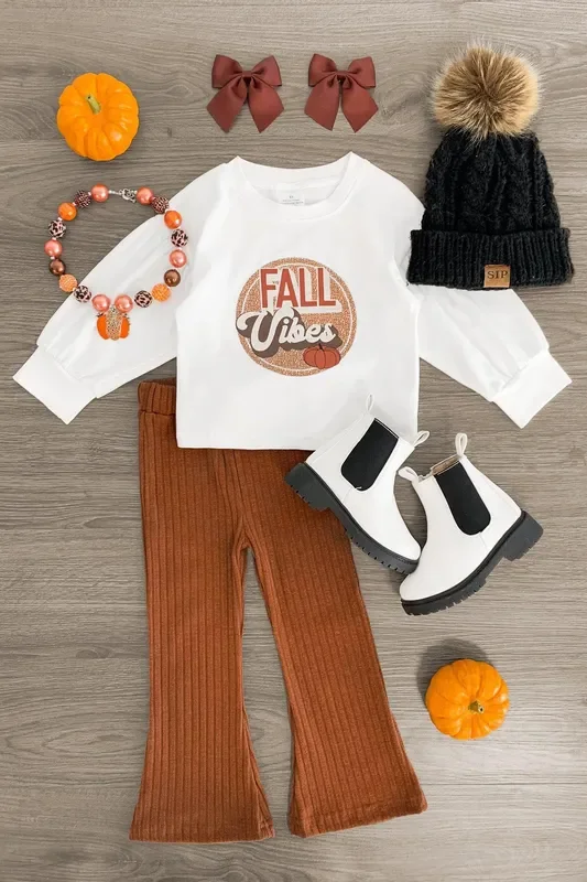 “Fall Vibes ” Brown Flare Pant Set