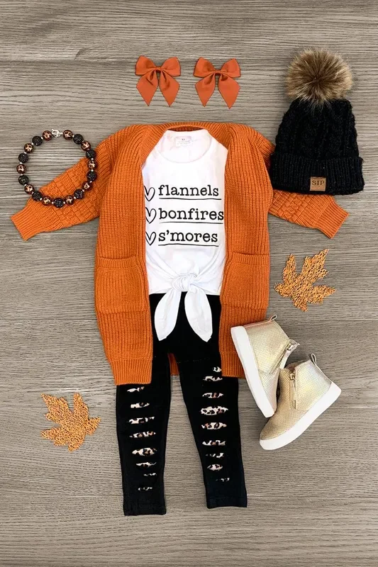 “Flannels, Bonfires, S’mores ” Legging Set