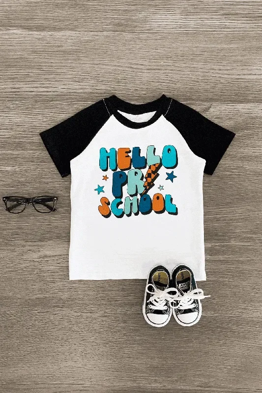 “Hello Preschool – Fifth Grade ” Black & White Top