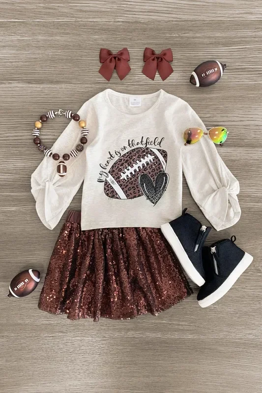 “My Heart Is On That Field ” Sequin Skirt Set