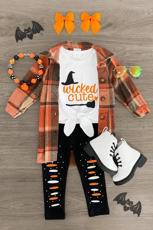 “Wicked Cute ” Black & White Legging Set
