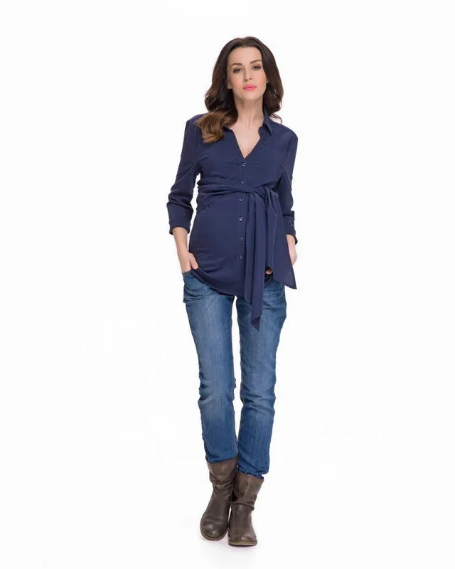 9fashion Maternity Shirt Zahara – Navy Blue or White – Size XS