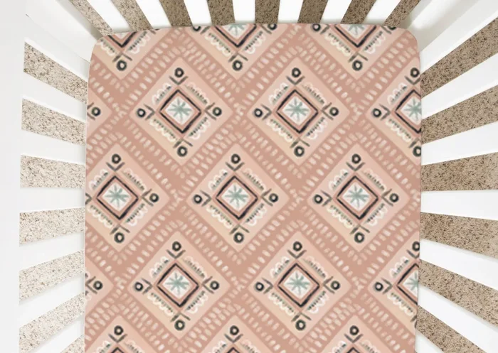 Abstract Peach Diamond Patterns – Minky / Jersey Crib Sheets