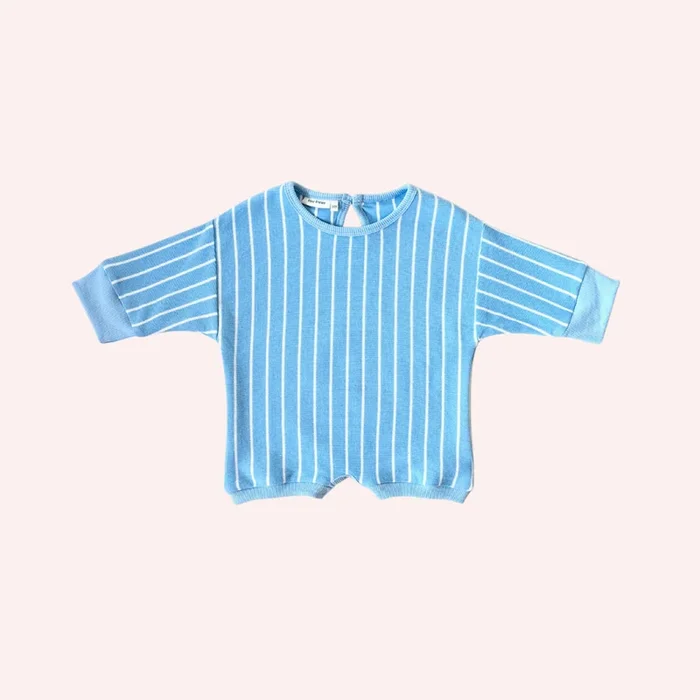 Addie Cotton Stripe Romper – Blue/White Stripe