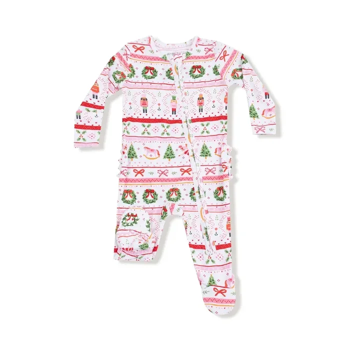 Angel Dear Holiday 2 Way Zipper Ruffle Back Footie
