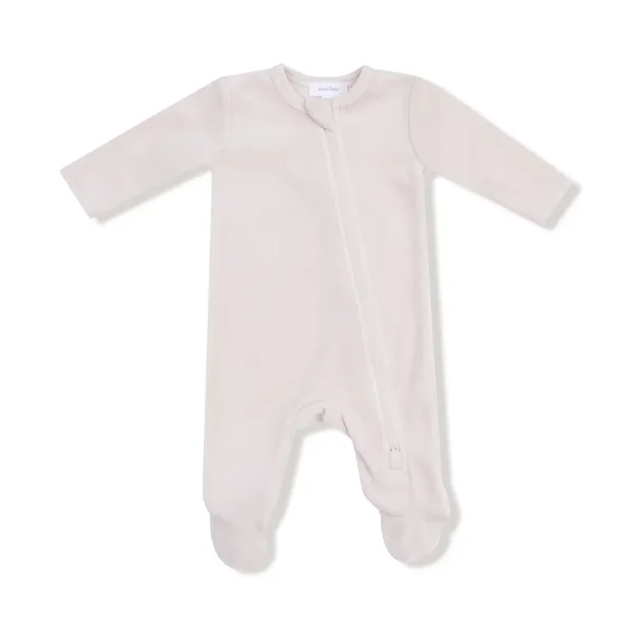 Angel Dear Velour Footie, Oat Milk