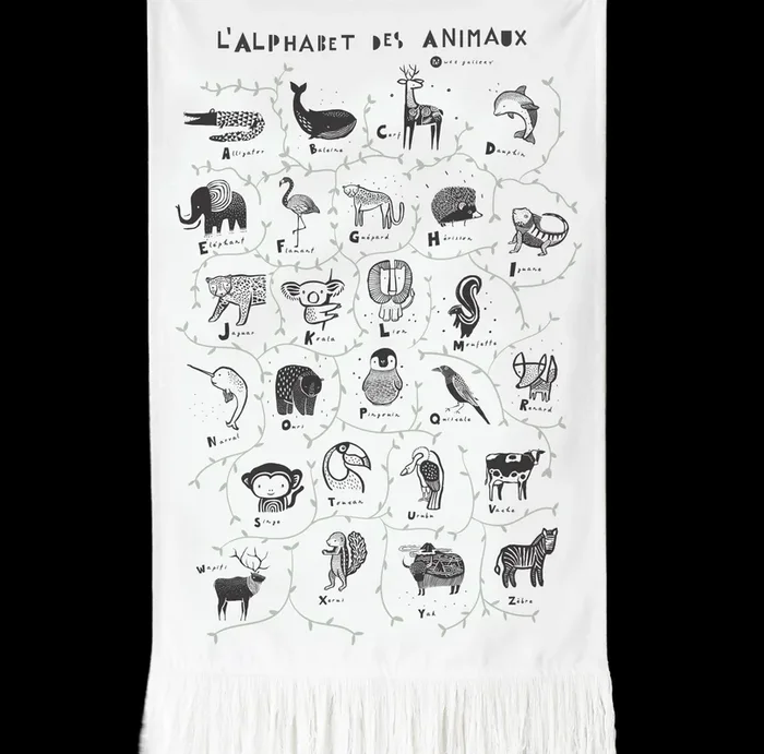 Animal Alphabet Printed Tapestry – French Edition