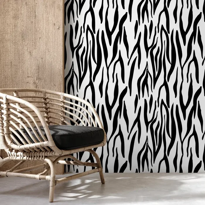 Animal Print Wallpaper With Bold Zebra Stripes In Black And White – D607