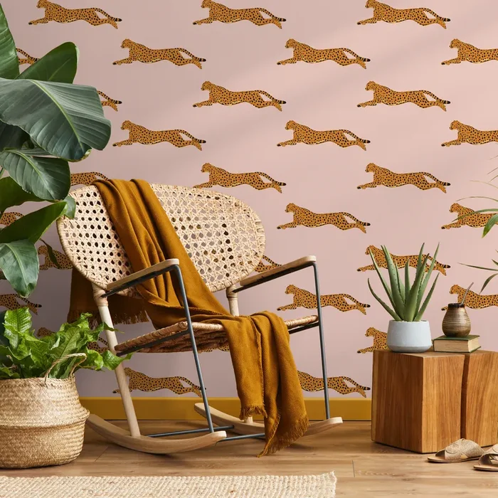 Animal Wallpaper With A Boho Cheetah Motif In Pink, Yellow, And Black – Zads