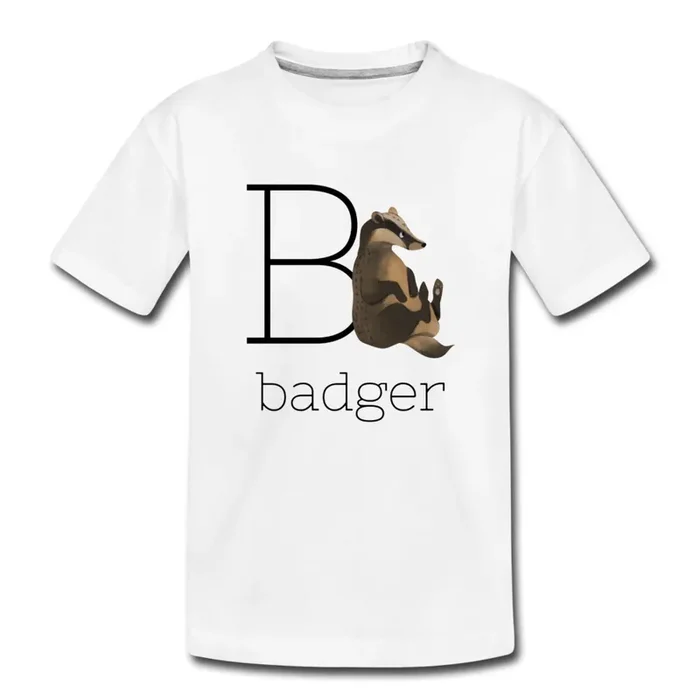 B is for Badger Alphabet Letter of the Day Organic Toddler T-shirt