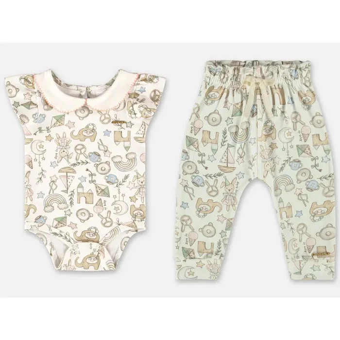Baby Animals and Rainbows Onesie and Pant Set