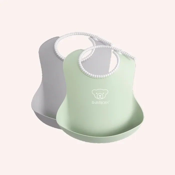 Baby Bib – Grey / Powder Green 2 pack