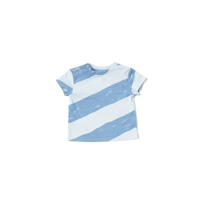 Baby Boxy T-shirt With Stripes | Blue